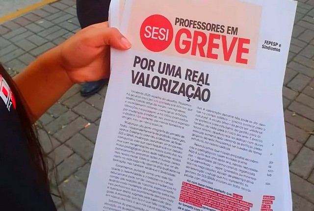 Professores do Sesi-SP iniciam greve por aumento e ganho em benefícios 1 Professores do Sesi-SP iniciam greve por aumento e ganho em benefícios
