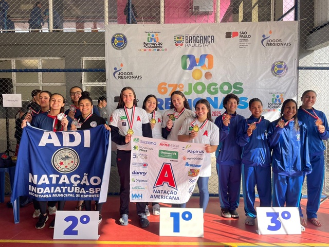 Natação e judô conquistam medalhas de ouro para Americana nos Jogos Regionais 4 NATAÇÃO OURO FEMININO REVEZAMENTO - JOGOS REGIONAIS