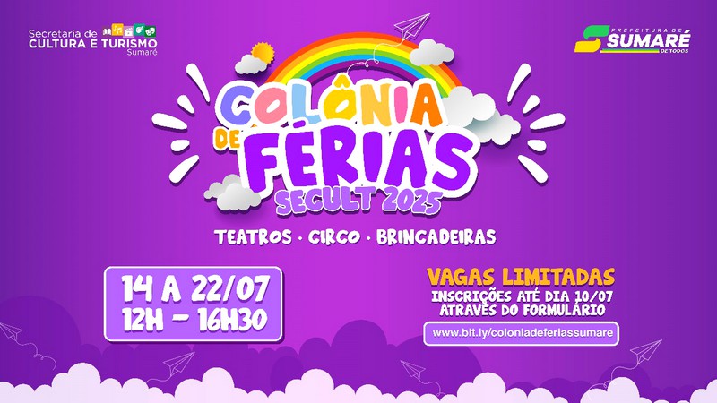 Sumaré realiza Colônia de Férias Cultural a partir de 14 de julho.