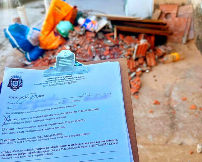 Fiscalização Sumaré Limpa gera 960 notificações em agosto