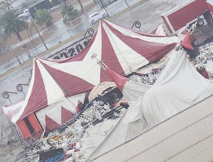 Ventos fortes derrubam estrutura do circo montado na Fidam, em Americana 1 circo-fidam-americana