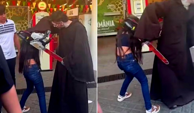 Cabelo de adolescente prende em motosserra cenográfica no Hopi Hari