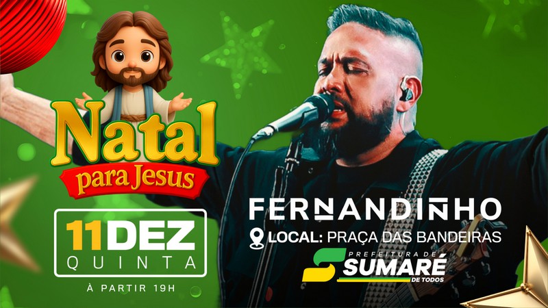 Fernandinho chega a Sumaré na quinta-feira para coroar o Natal para Jesus