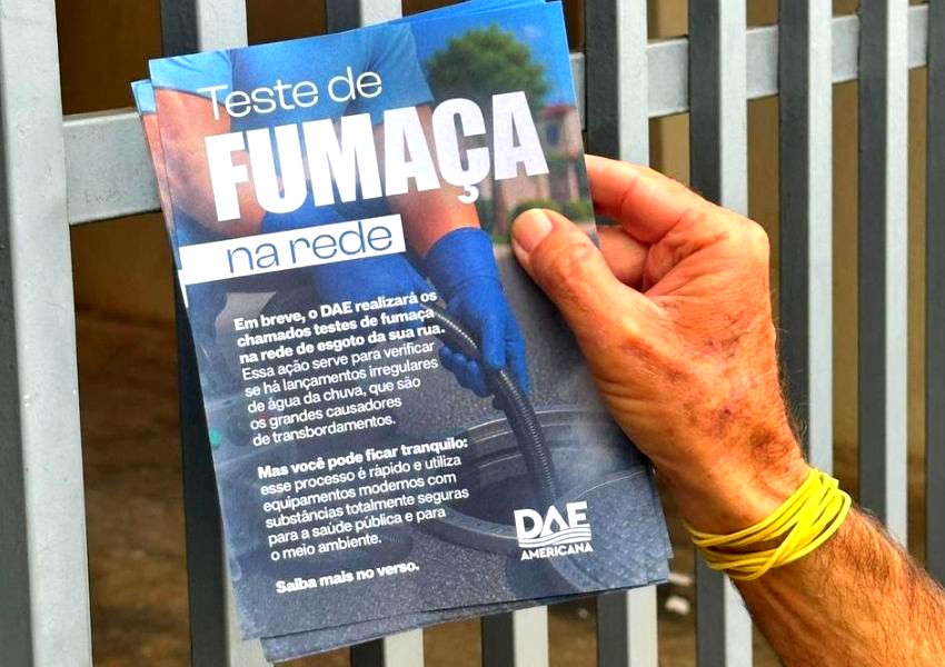 DAE fará testes de fumaça na rede de esgoto em Americana