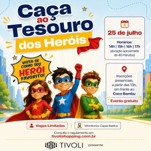 Tivoli promove Caça ao Tesouro dos Heróis neste sábado com aventura gratuita para as crianças 1 Caça ao Tesouro_Tivoli_Divulgação