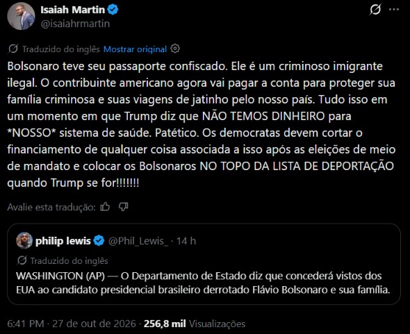 Adversário de Trump promete deportar Flávio Bolsonaro dos EUA